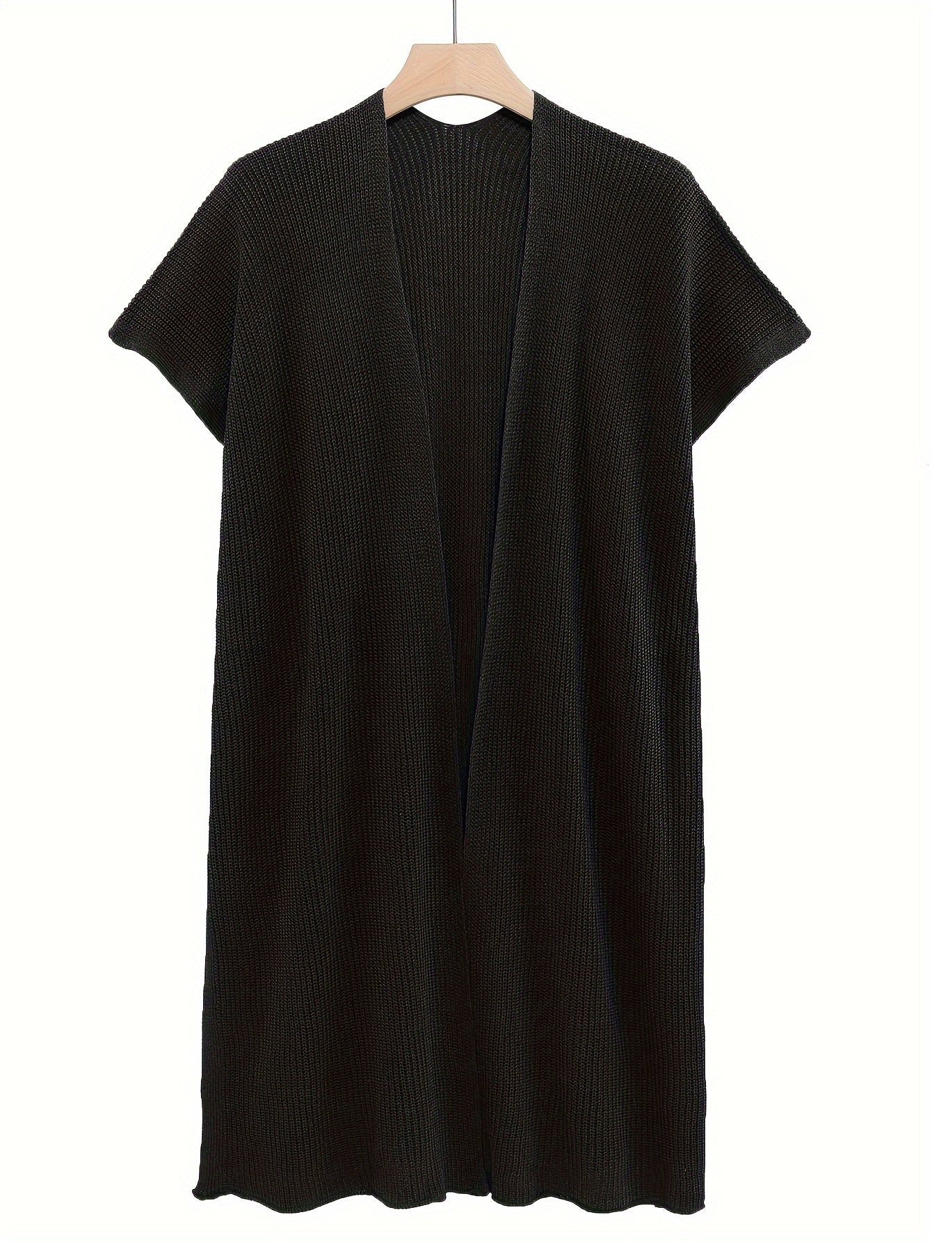 Plus Size Women's Long Sleeve Cardigan Open Front Sweater Black