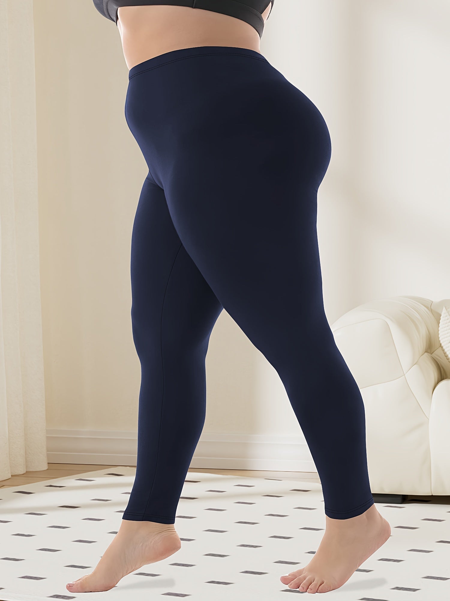 Leggings de yoga de talla grande para mujer de cintura alta con control de abdomen y tela suave