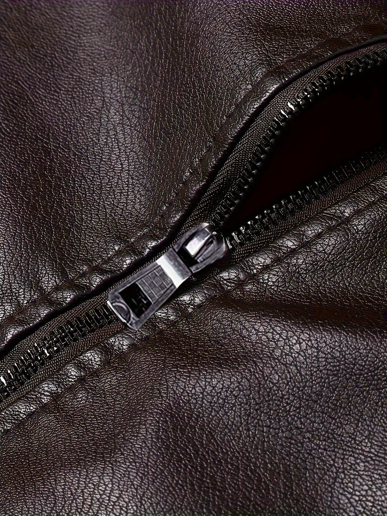 Men's PU Motorcycle Coat for Spring and Autumn with Zipper Stand Collar and Pockets