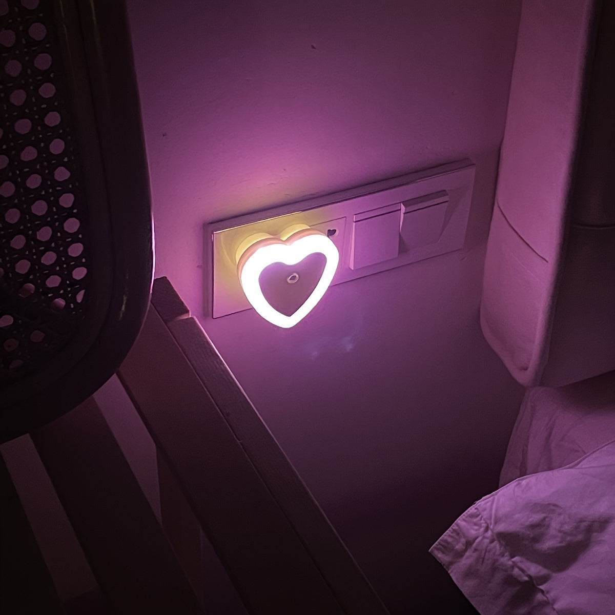 Heart-Shaped LED Night Light with Sensor Wall Mount Indoor Non-Waterproof