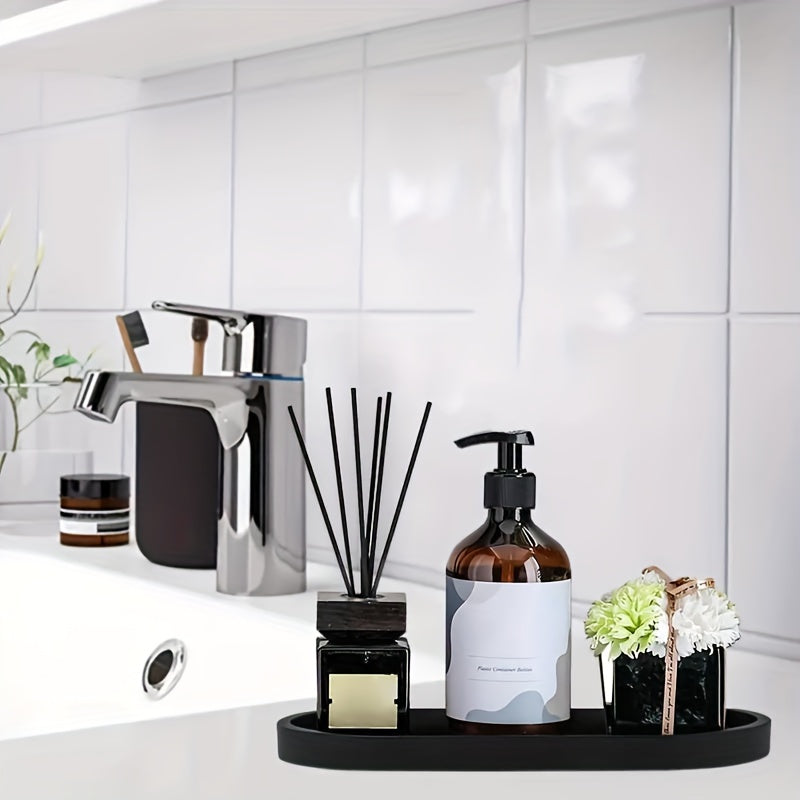 Black Silicone Vanity Tray for Organizing Toiletries Perfume Jewelry