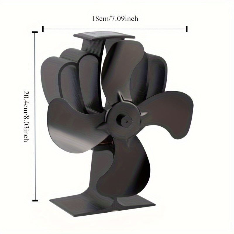 Eco-Friendly Aluminum Table Fan with 4 Blades, Silent Heat-Resistant for Fireplace