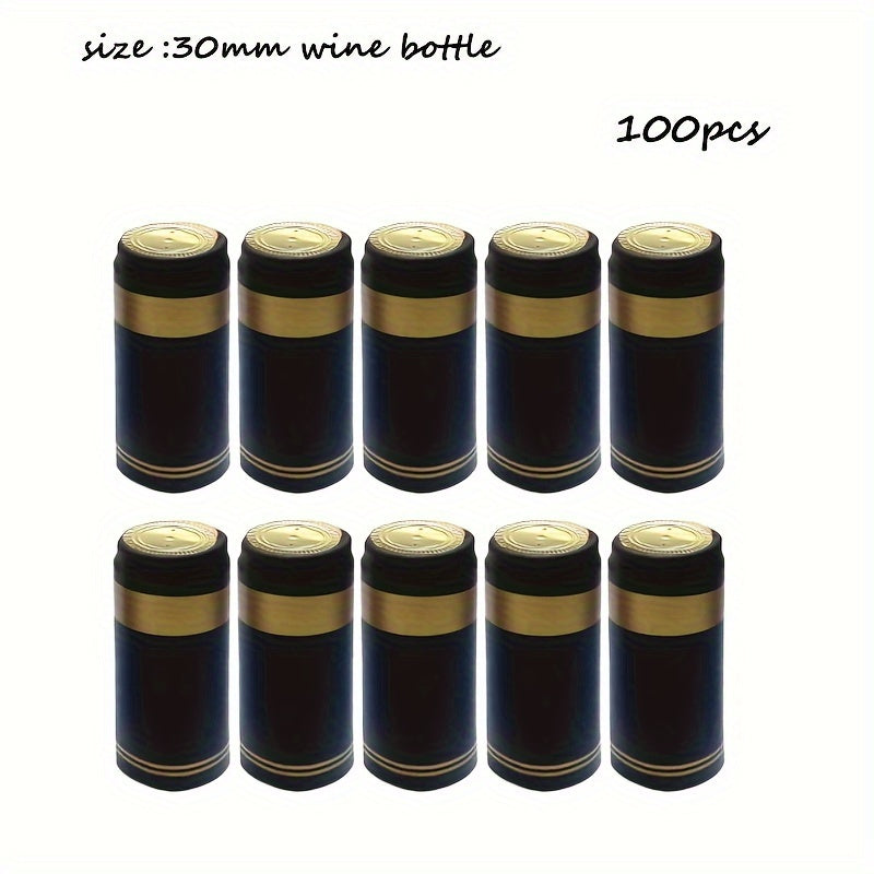 100 Pack PVC Heat Shrink Capsules for Wine Bottles with Tear Tab