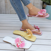 Women's Flat Sandals Summer Open-Toe Slip-On Flip-Flops Pink White Yellow Orange