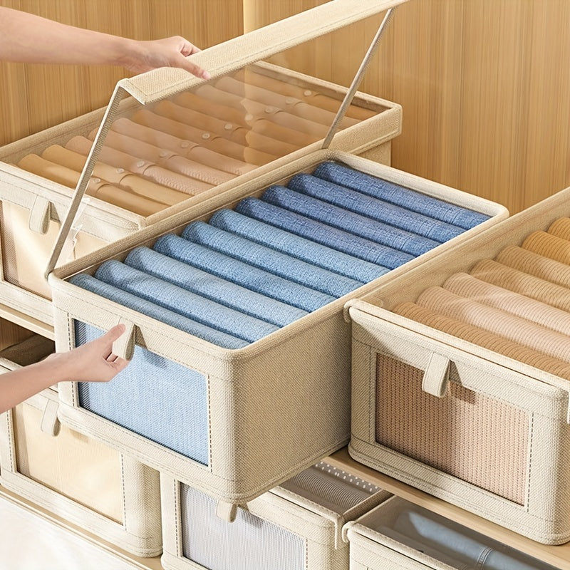 Storage Box with Lid and Viewing Window for Clothes and Closet Organization