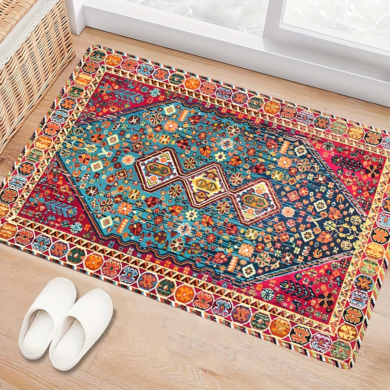 Persian-Inspired Area Rug Bohemian Chic Durable Easy to Clean for Living Room Bedroom