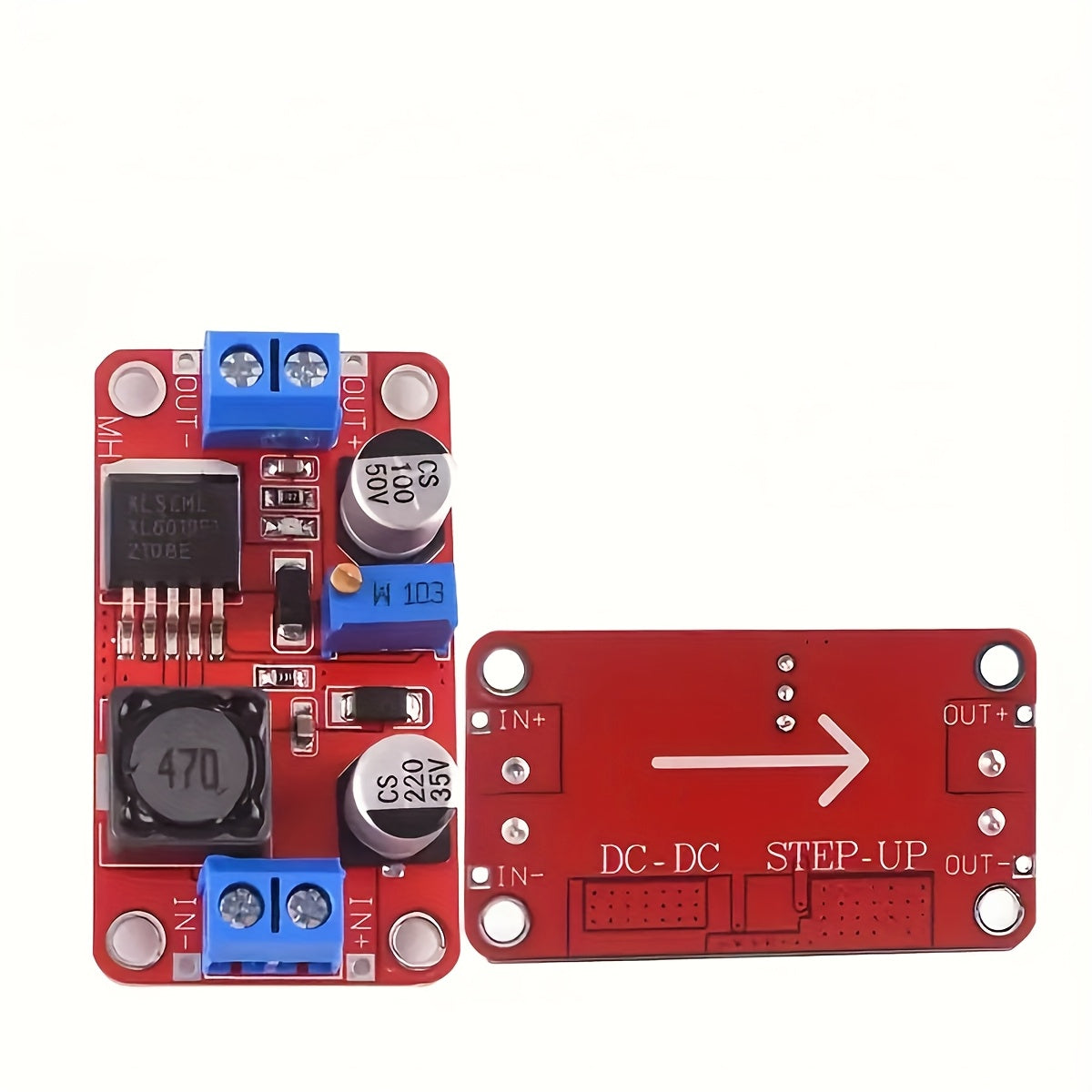2 Pack Adjustable DC-DC Boost Converter Modules 3V-35V to 5V-40V Metal Alloy
