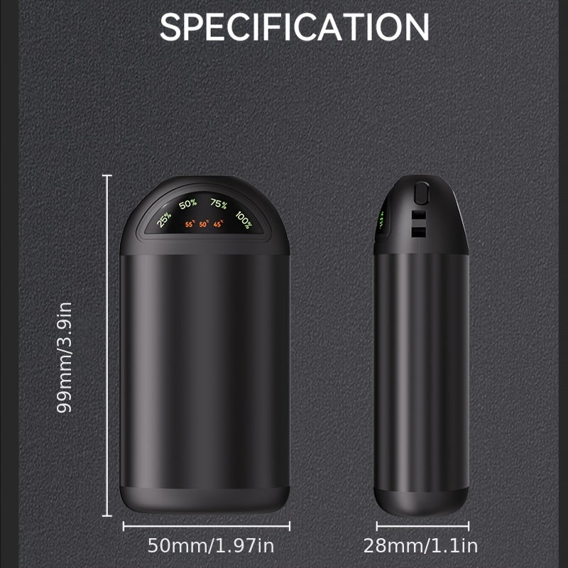 Calienta manos recargable por USB con linterna LED, portátil de 5000mAh, negro o verde