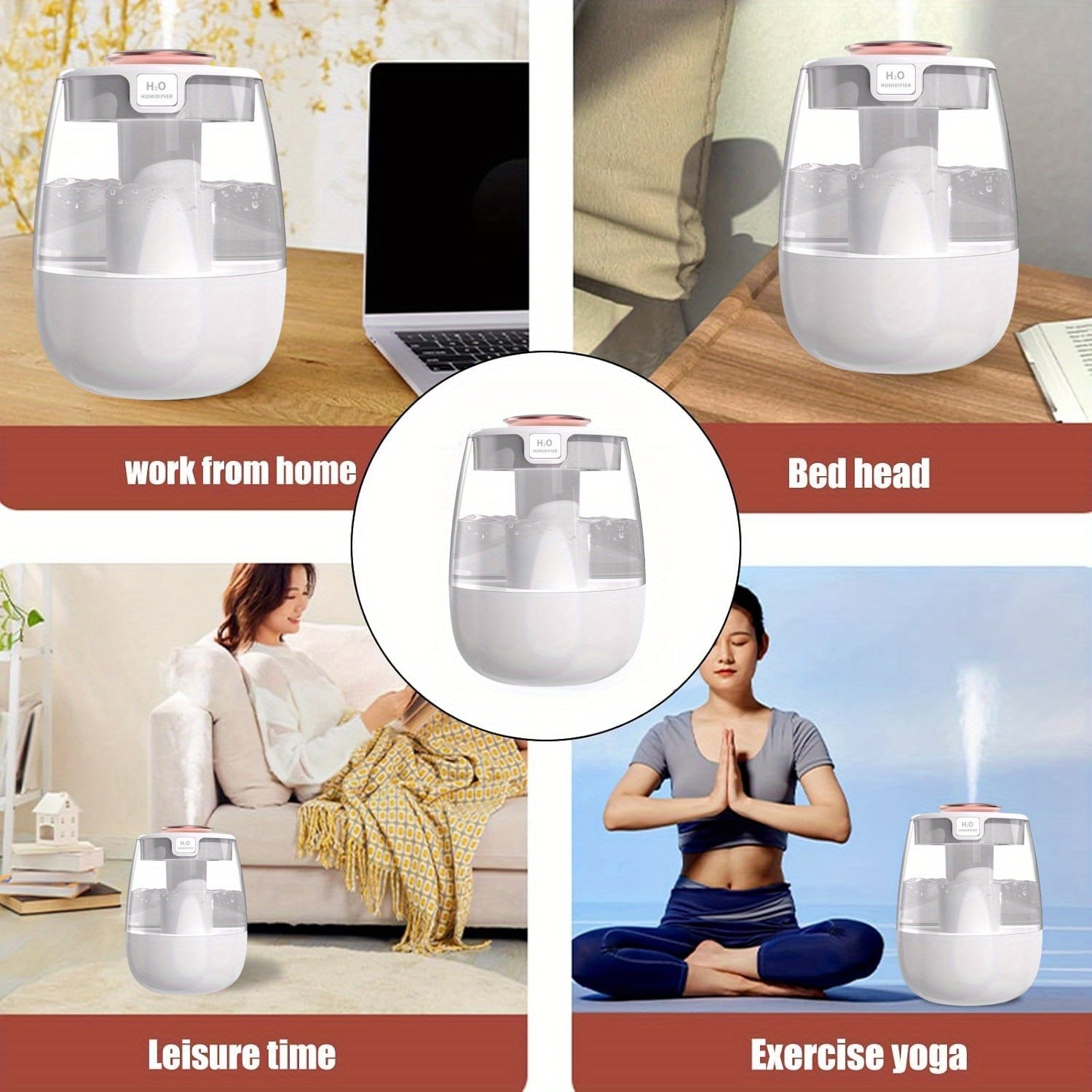 Quiet USB Humidifier with Dual Mist Spray Night Light for Bedroom and Desktop