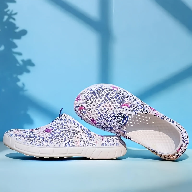 Women's and Men's All-Season Mesh Slip-On Garden Clogs with Floral Print