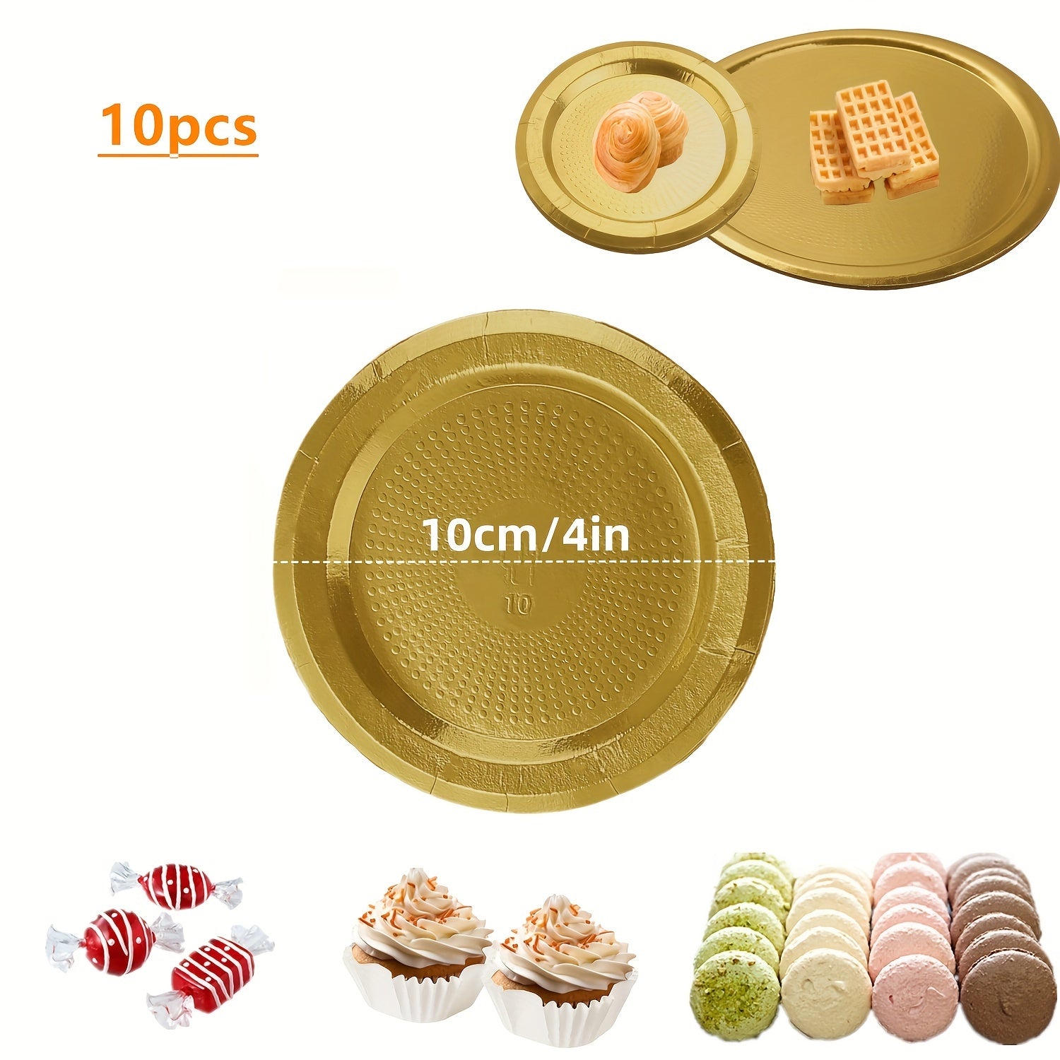 Set of 10 Gold Round Cake Boards Disposable Grease-Proof Food Grade for Cakes Pizzas