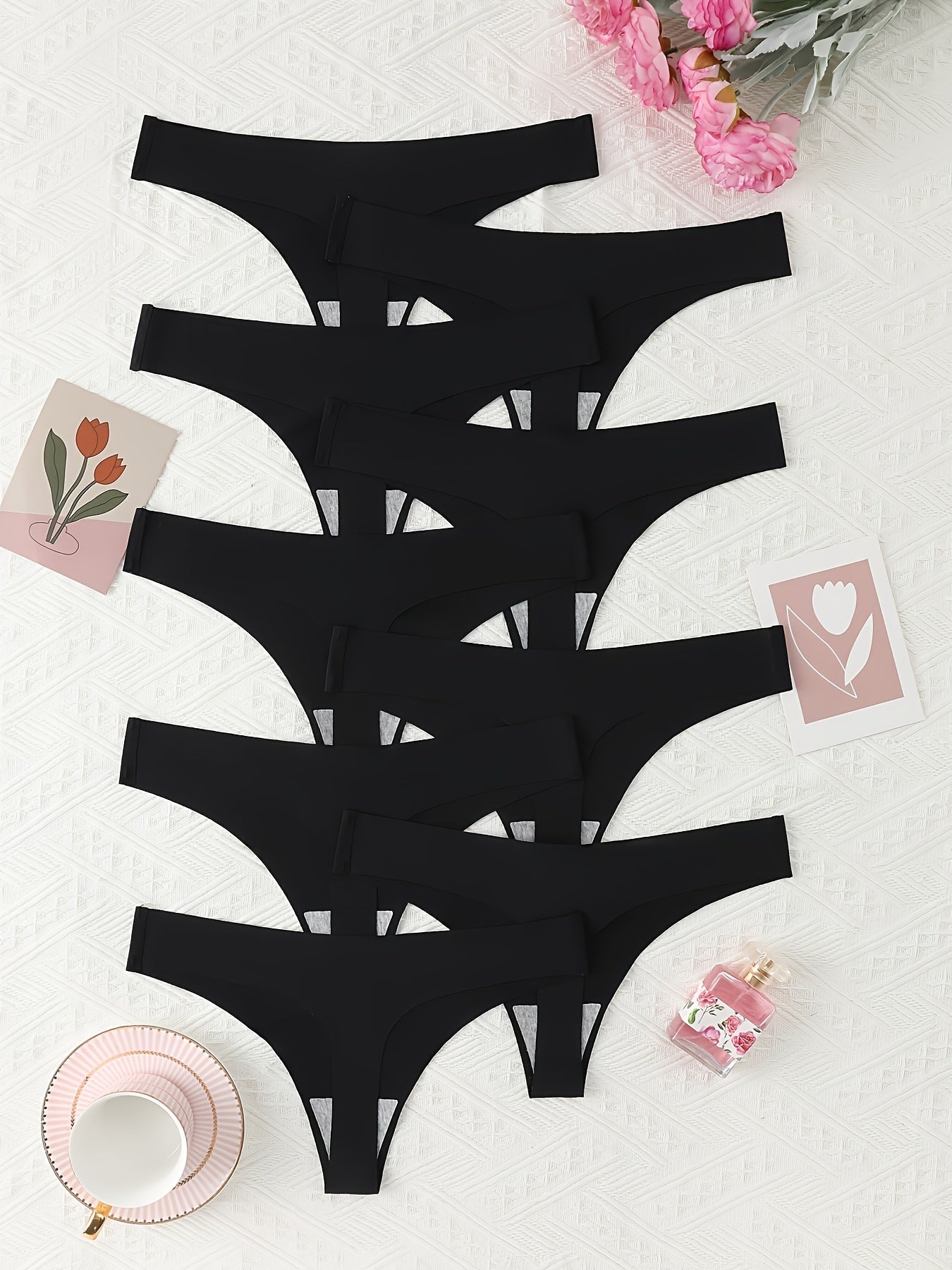 Women’s Seamless Thongs Underwear Comfortable Sexy Low-Rise Pack of 9