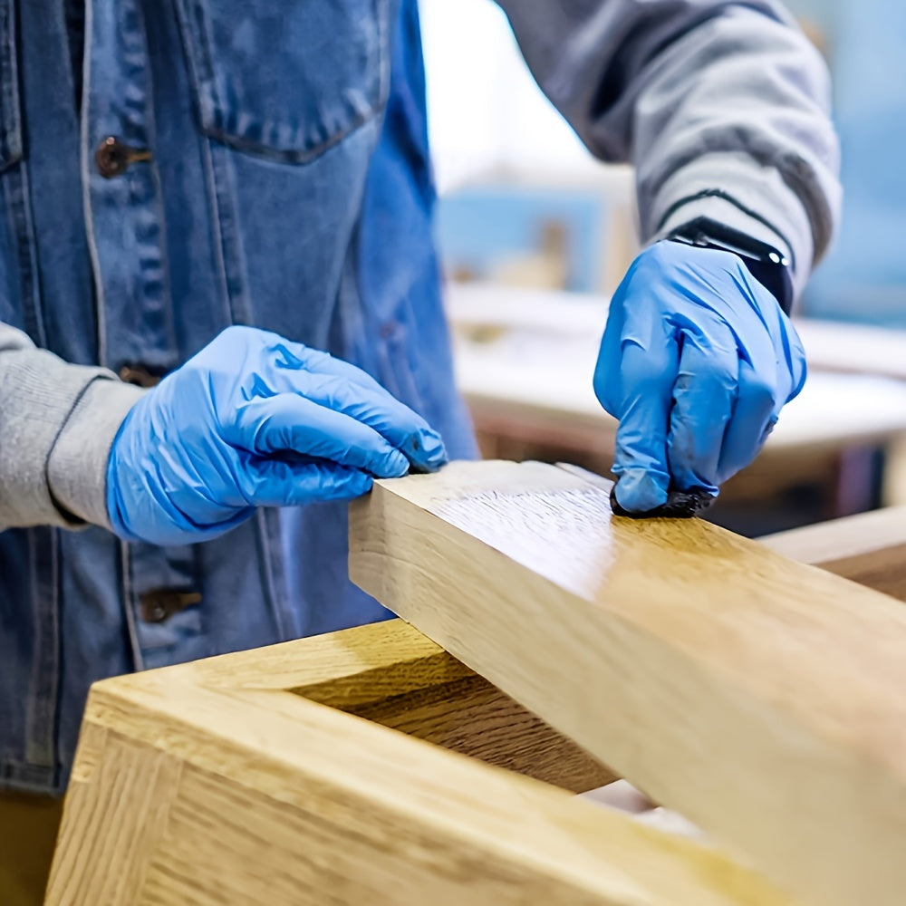 Ko'k Nitril bir foydalanish uchun qo'lqoplar, kukunsiz, latekssiz, uy tozalash uchun, 2-100 dona