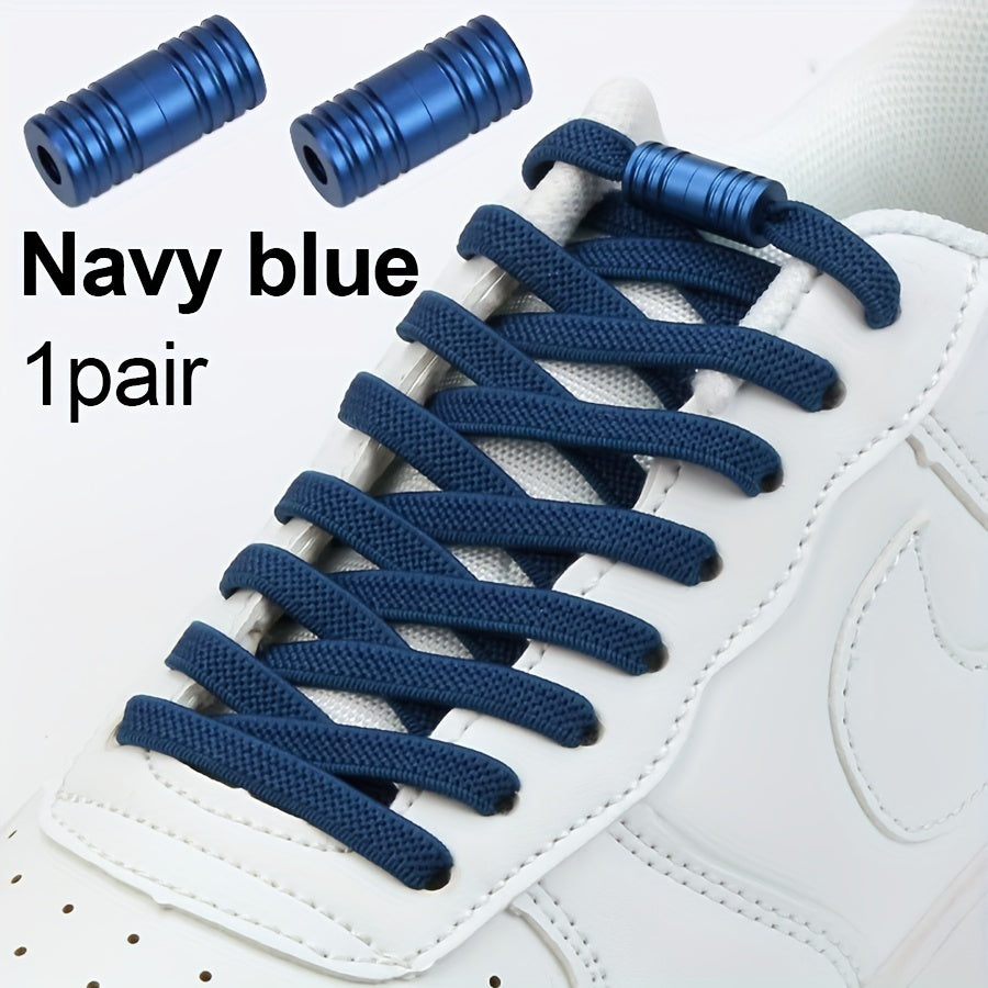 Unisex Nylon No-Tie Shoelaces with Adjustable Metal Buckles 1 Pair