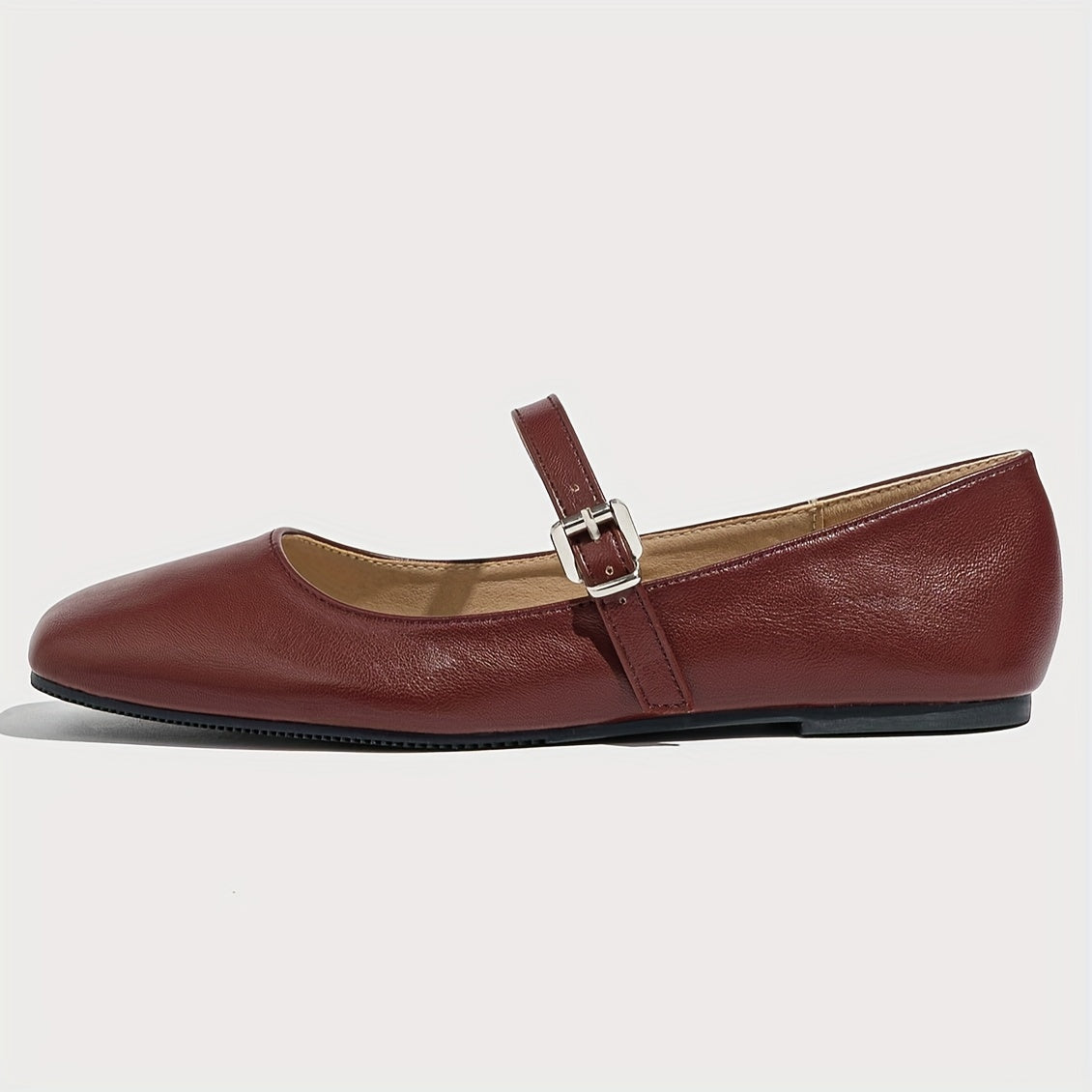 Ayollar uchun kvadrat barmoqli Mary Jane tufli, yopiladigan, burmalik bilan, oq, qora, qizil