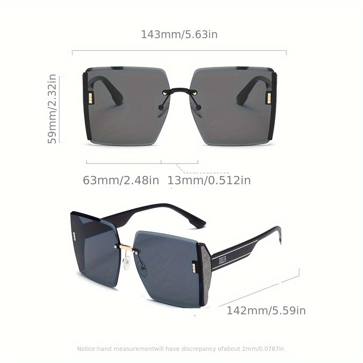 Oversized Rimless Glasses for Women and Men Ombre Lens Casual Outdoor Beach