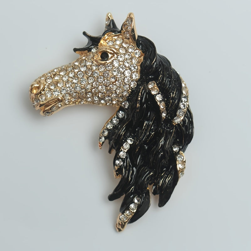 Vintage Rhinestone Horse Head Brooch Pin - Klassik Hayvon Zargarlik Aksessuari