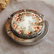 Gancho para bolso con diseño floral de flor de durazno, plegable, elegante, de metal, para mesa