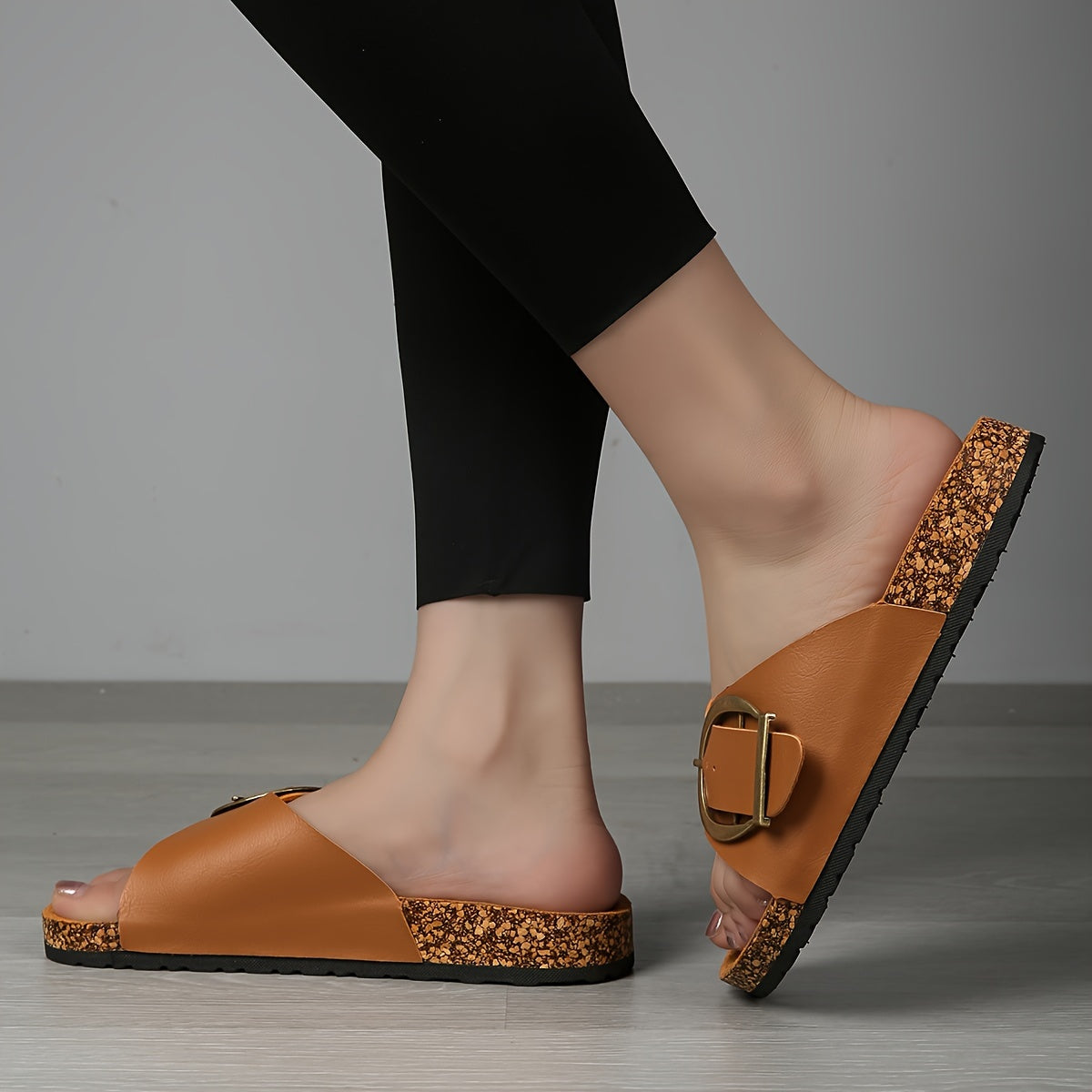 Women's Solid Color Casual Slides Lightweight Flat Buckle Summer Beach Non-slip