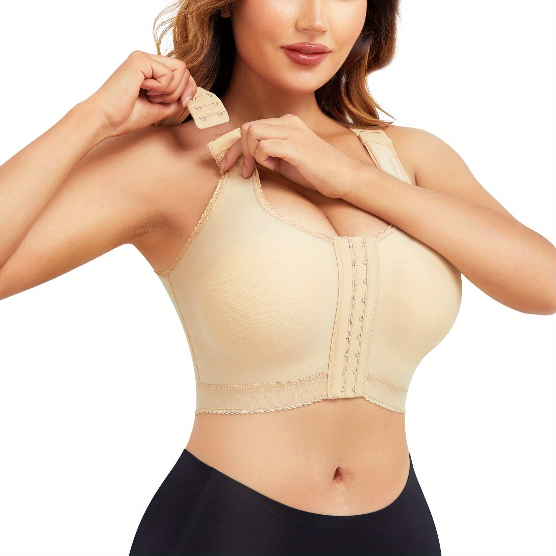 Wireless Post-Surgical Support Bra with Wide Adjustable Straps