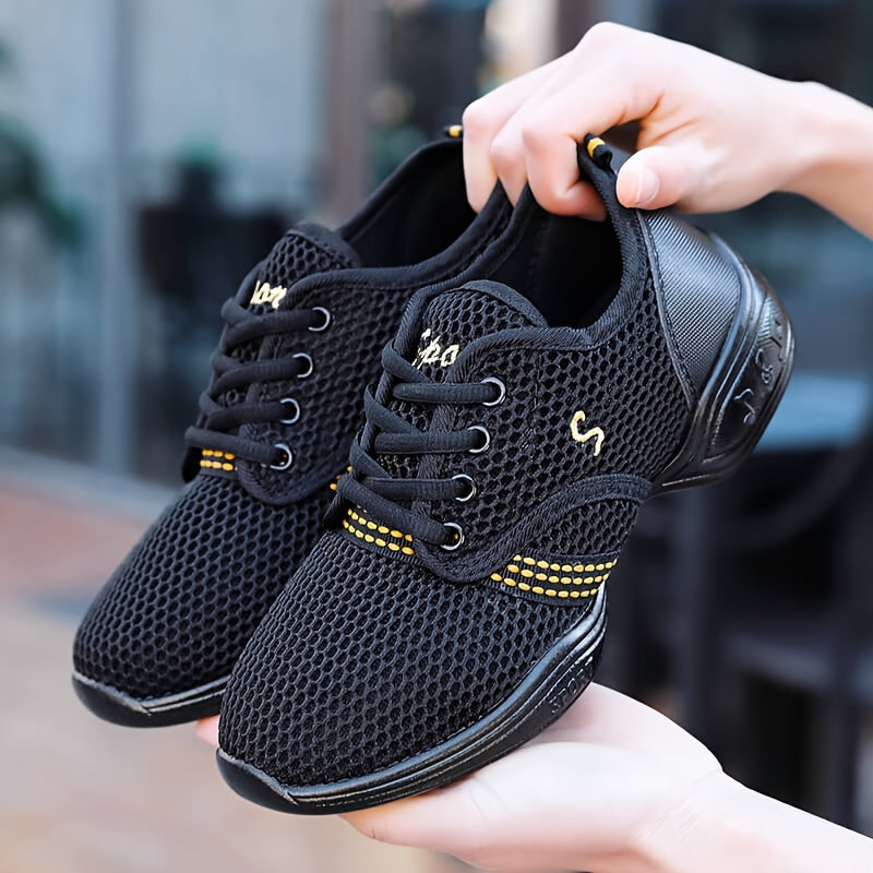 Women's Jazz Dance Shoes Mesh Low Top Lace Up Casual All-Season