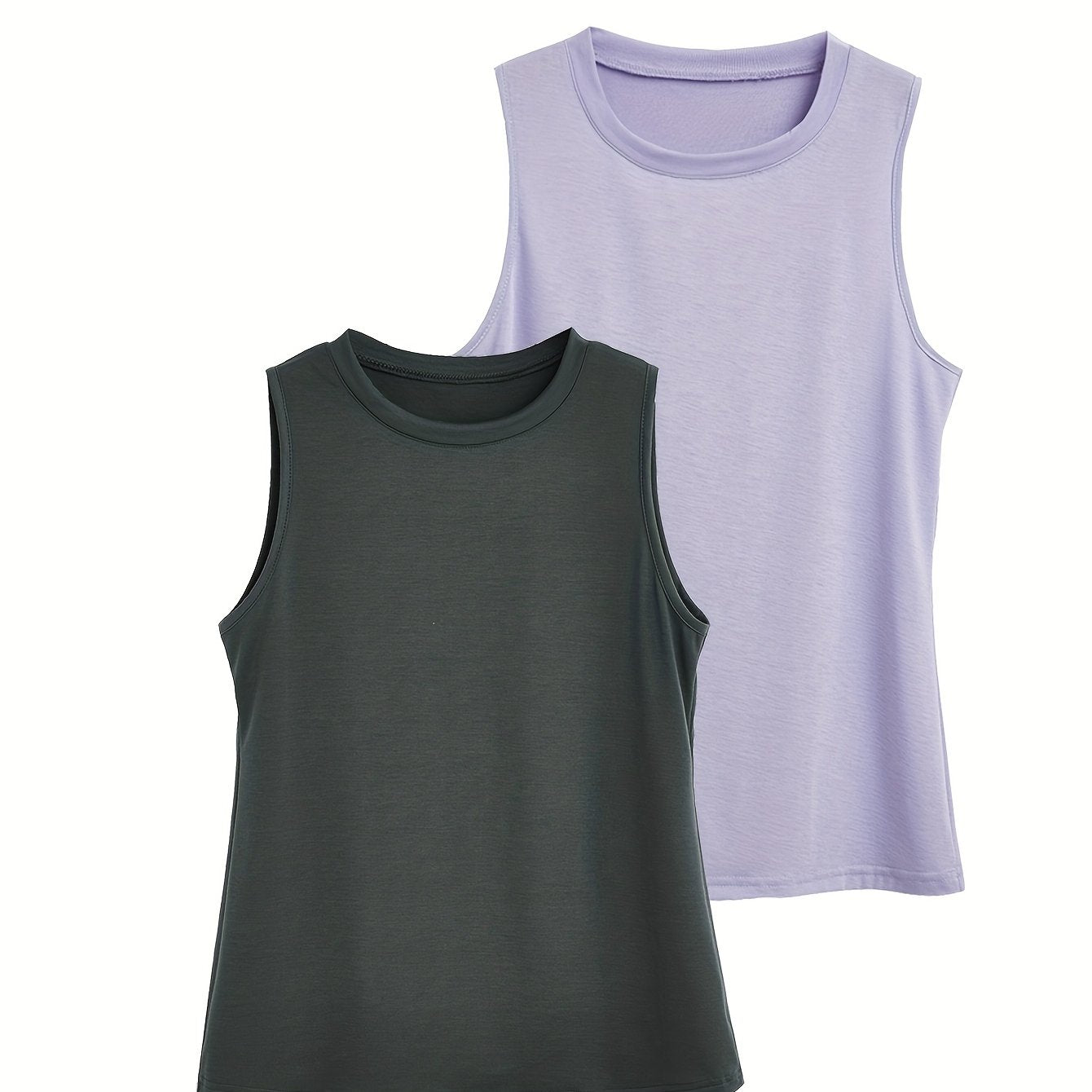 Plus Size Women's Casual Sleeveless Vest Set 2pcs Black Pink