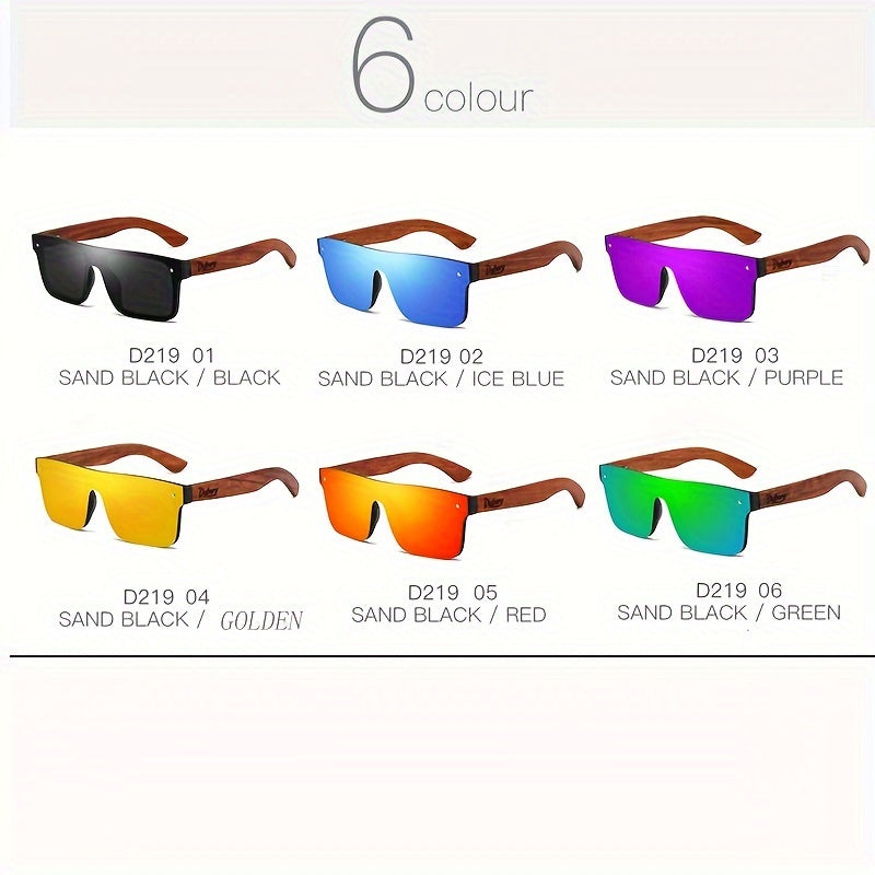 Men's Polarized Wooden Temples Fashion Glasses for Hiking Fishing Camping