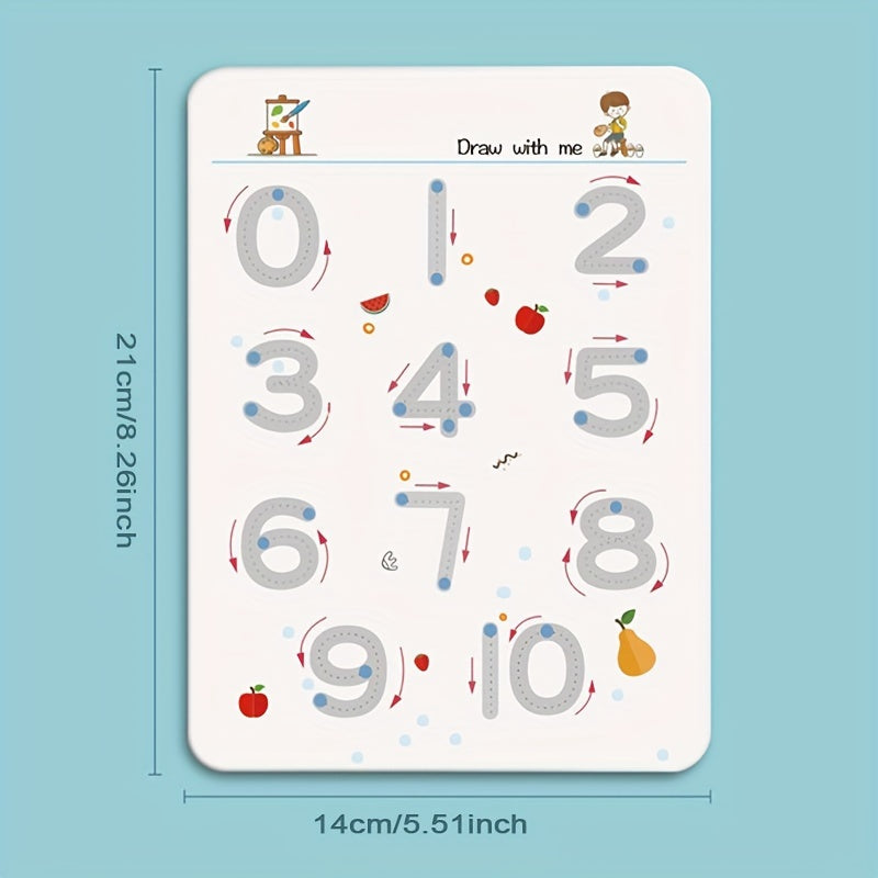 Children's Practice Notebook for Early Writing Number Letter Drawing Green 32 Pages