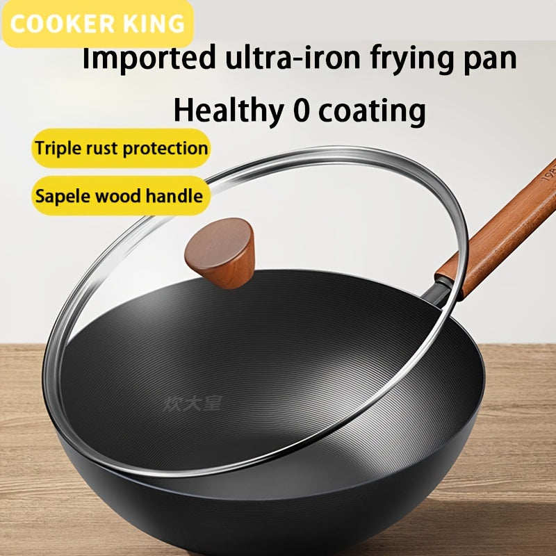 Ultra-Iron Wok with Anti-Rust Treatment and Zero Coating in 27.94cm to 38.1cm Sizes