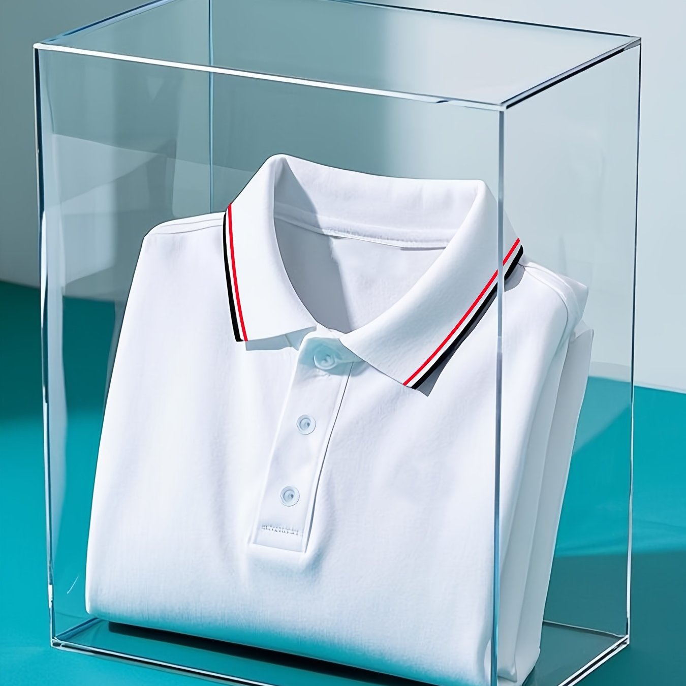 Men's Polyester Solid Color Polo Shirt with Button Casual Business Style