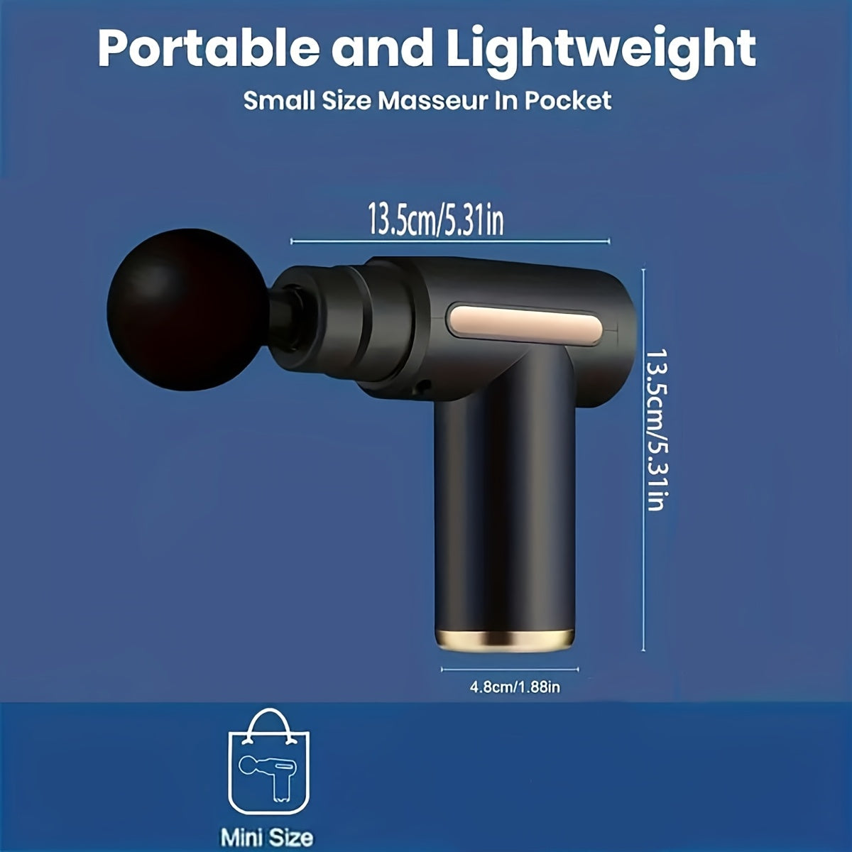 Pistola de masaje portátil, masajeador de percusión para tejidos profundos, con batería de litio recargable, para todo el cuerpo