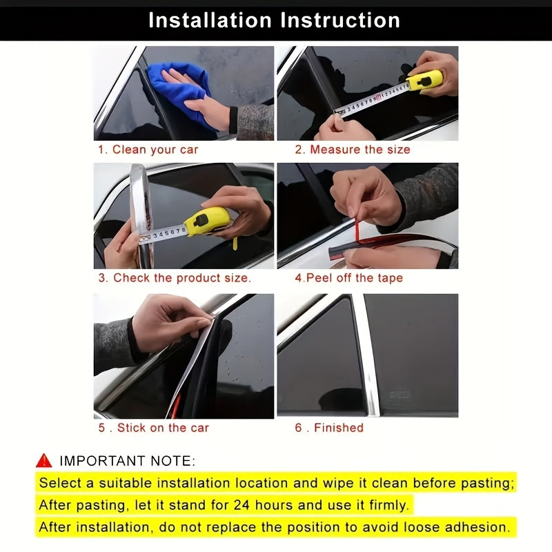 Tiras decorativas para ventanas de coche, acabado plateado, moldura de vehículo, cromo