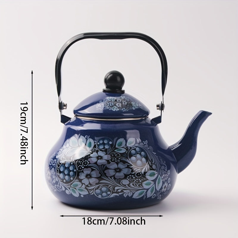 Hervidor de esmalte en forma de pera con arándano para té, café, leche 1.5L