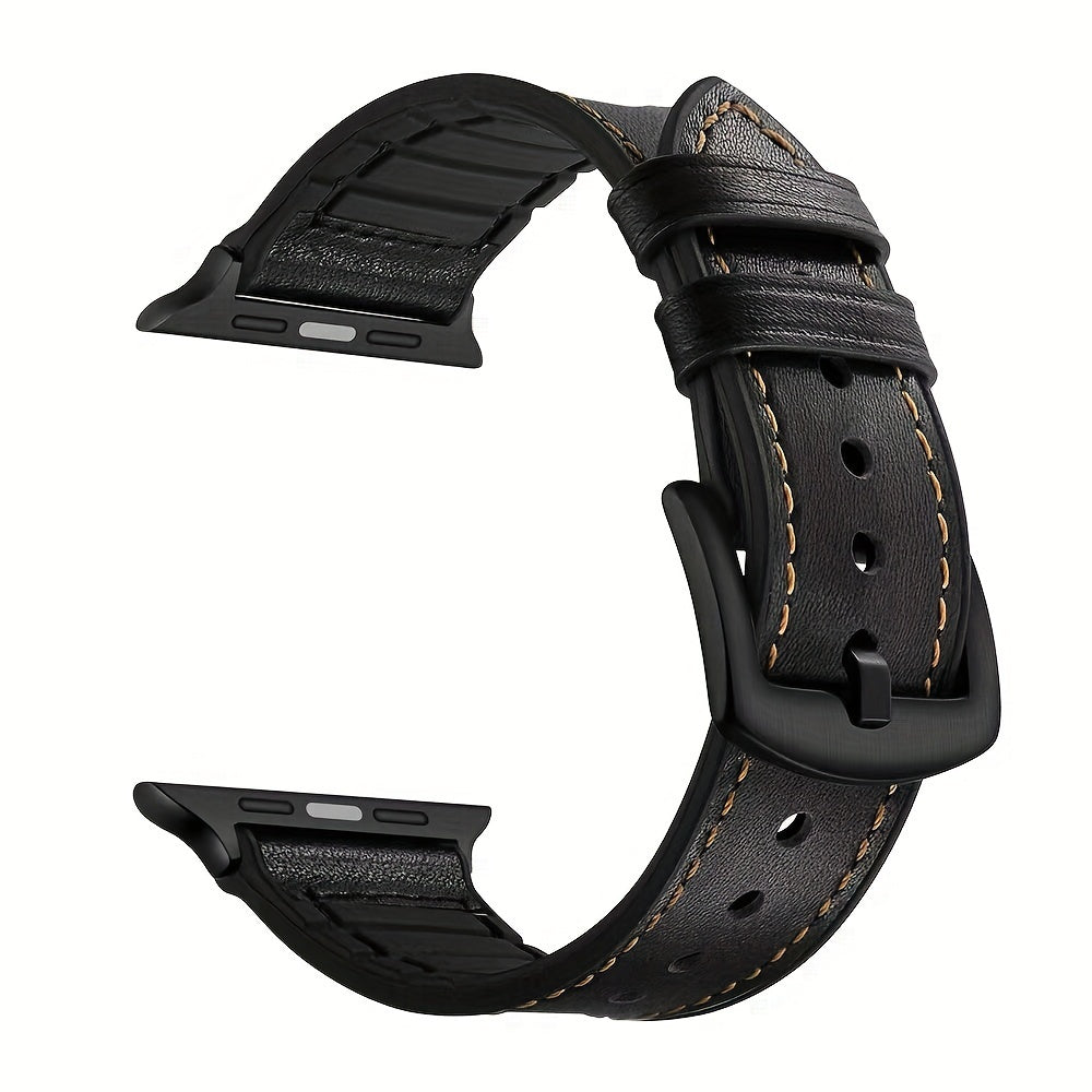 Faux Leather Watch Strap for iWatch Series 3 4 5 6 7 8 Ultra SE 38mm 40mm 41mm 42mm 44mm 45mm 49mm
