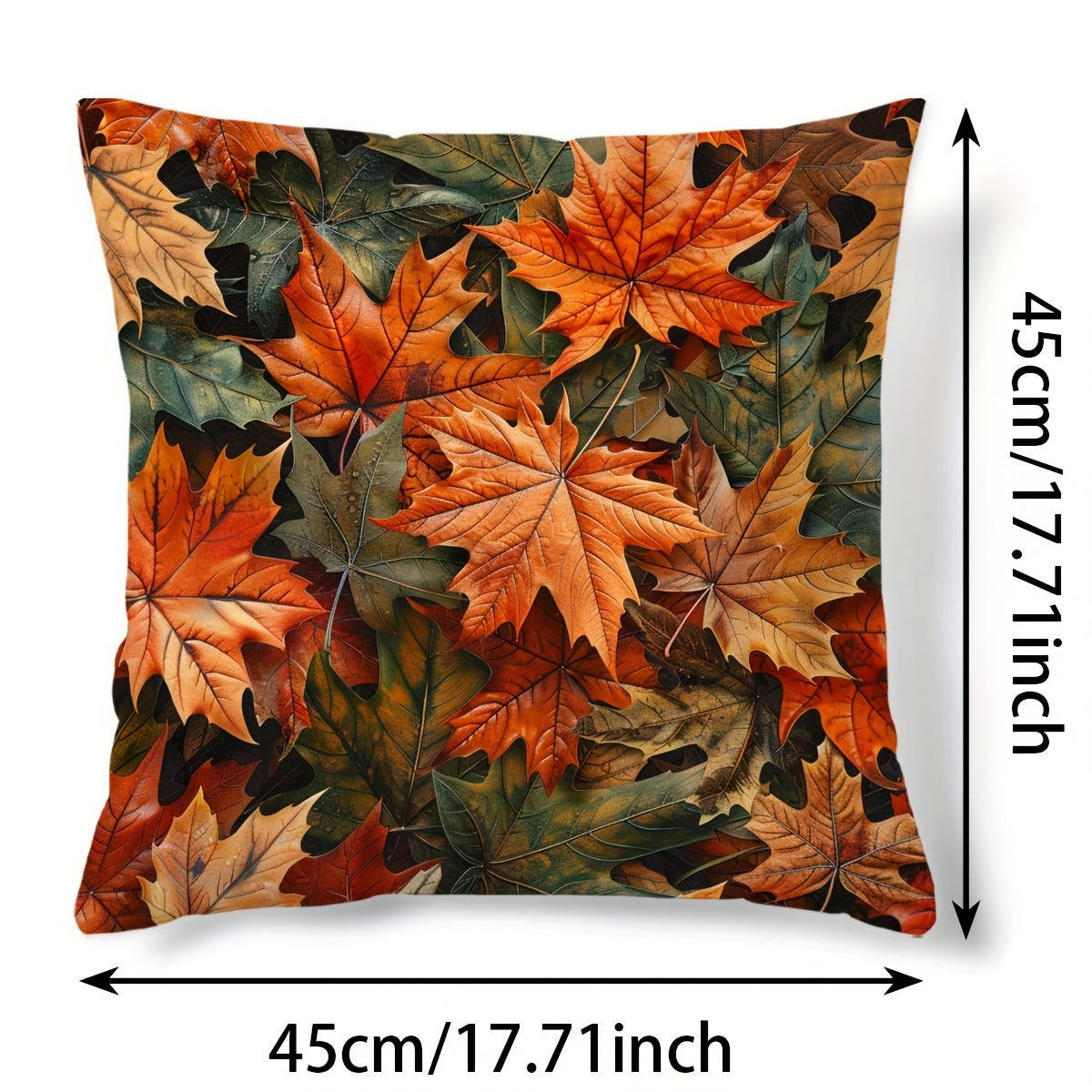 Autumn Pumpkin Sunflower Maple Leaf Pillow Cover Single-Sided Print Polyester Zip Closure for Sofa Bedroom Decor