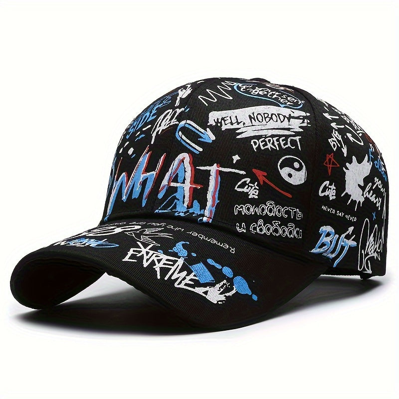 Gorra de béisbol de graffiti de poliéster, PVC recubierto, ligera, para fiesta, accesorio