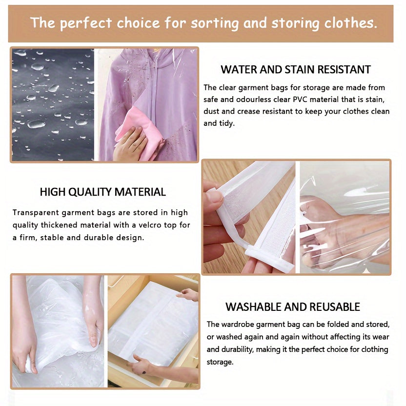 Clear PVC Garment Cover Waterproof Dust Protector for Closet Storage