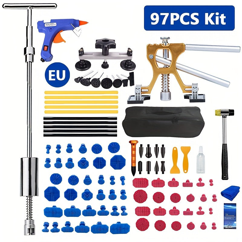 97-Piece Dent Repair Kit for Paint-Free Removal of Small Dents and Hail Damage with 2-in-1 Design and EU Plug