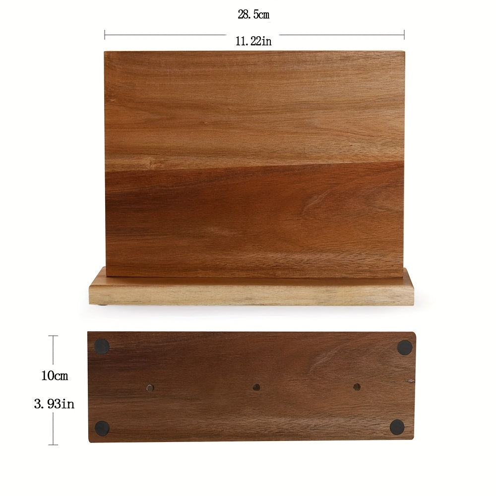 Wooden Double-Sided Knife Holder with Magnetic Storage Kitchen Utensil Organizer