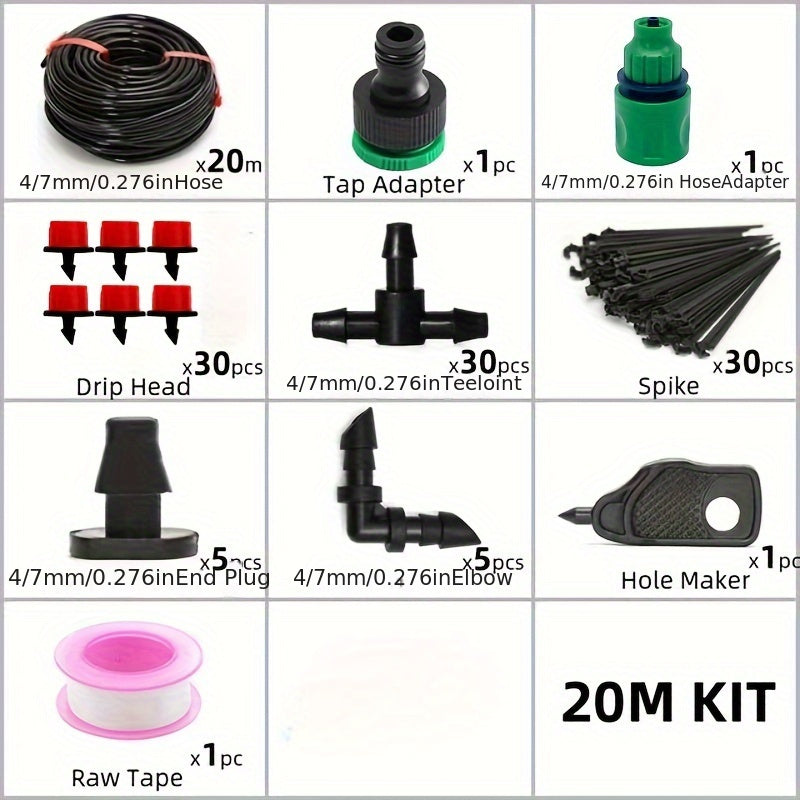 Adjustable PVC Micro Drip Irrigation System Kit for Garden Plant Watering 5-40m