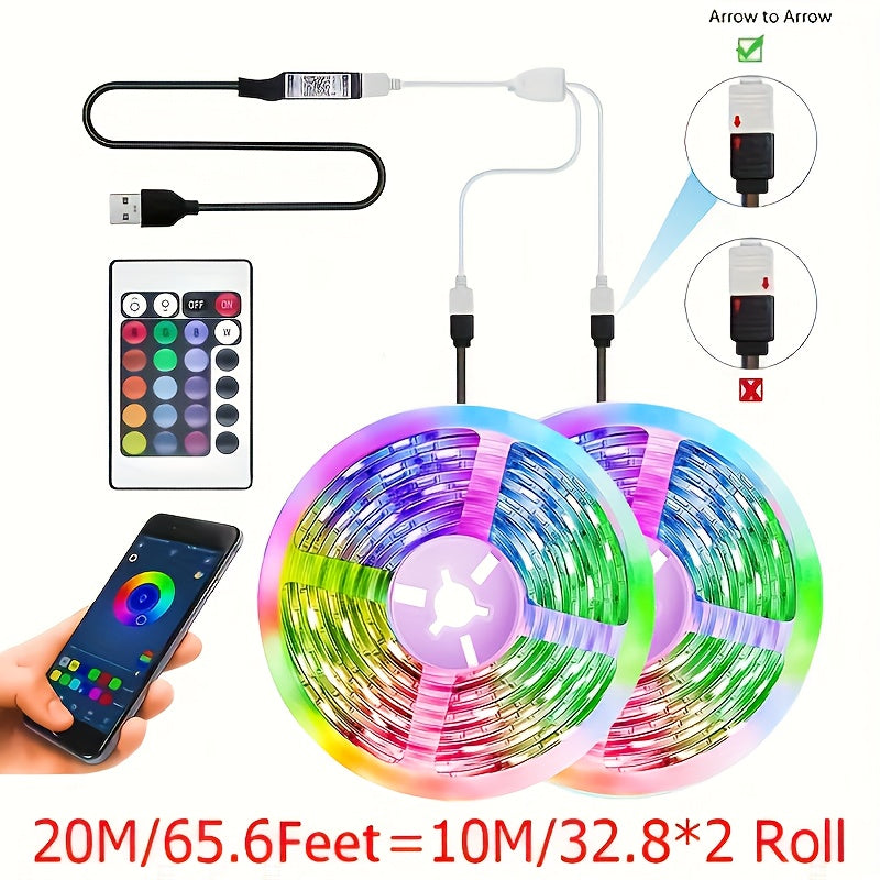 39.62m RGB 5050 LED Tape Light USB Flexible Ribbon for TV Backlight Room Decoration