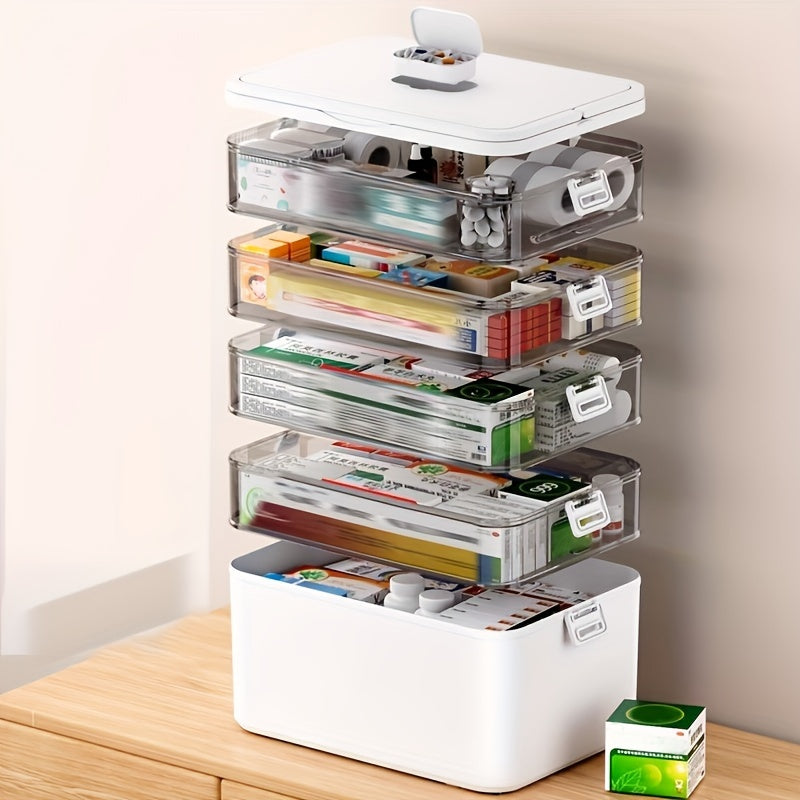 Large Capacity Multi-Layer Storage Box Transparent Durable Organizer for Office and Home