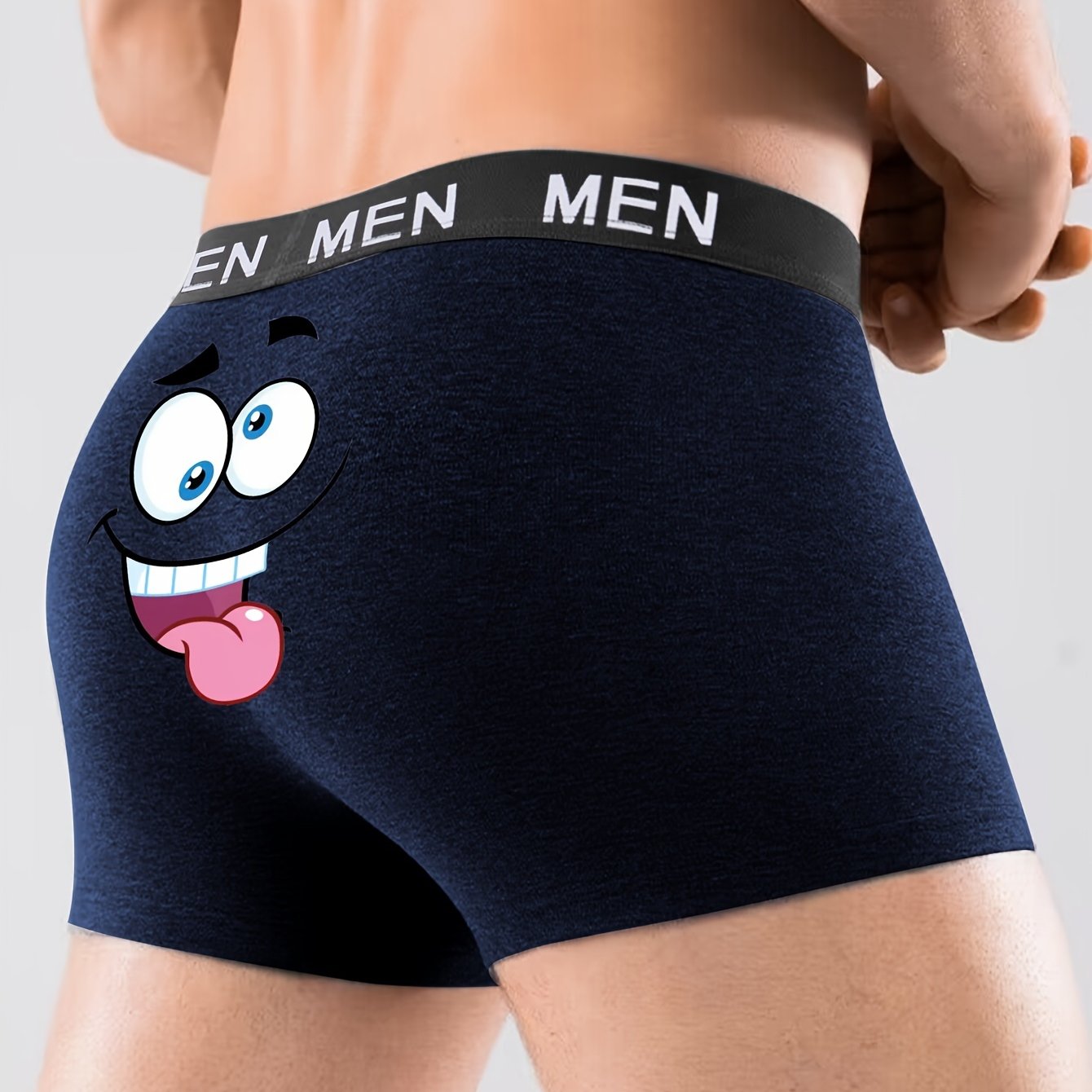 Men's Printed Boxer Briefs Breathable Polyester Blend Elastic Waistband