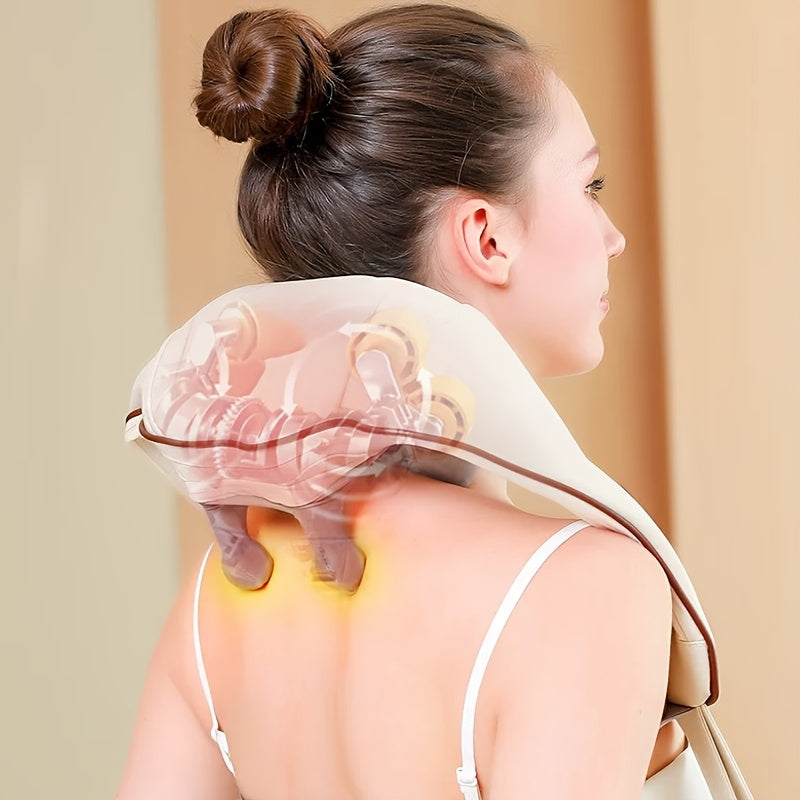 6D Kneading Neck and Shoulder Massager with 6 Nodes, USB Rechargeable Deep Tissue Therapy