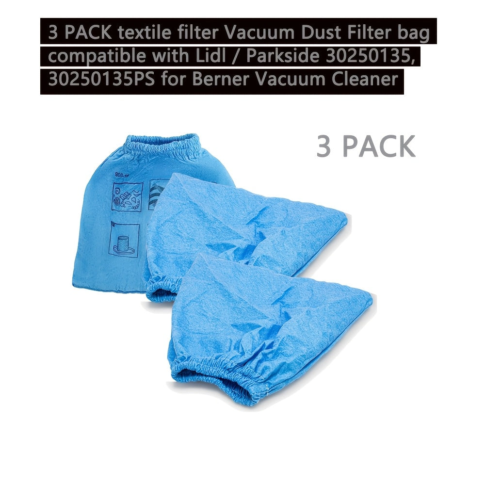 Set of 3 Fabric Vacuum Filters for Compatible Vacuums Easy to Clean