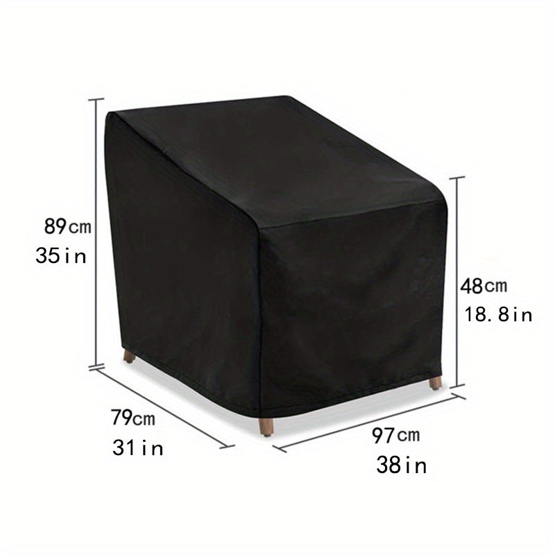 Funda para silla de jardín impermeable para exteriores, negra, de nylon, con cordón, para patio y balcón, resistente a todas las condiciones climáticas