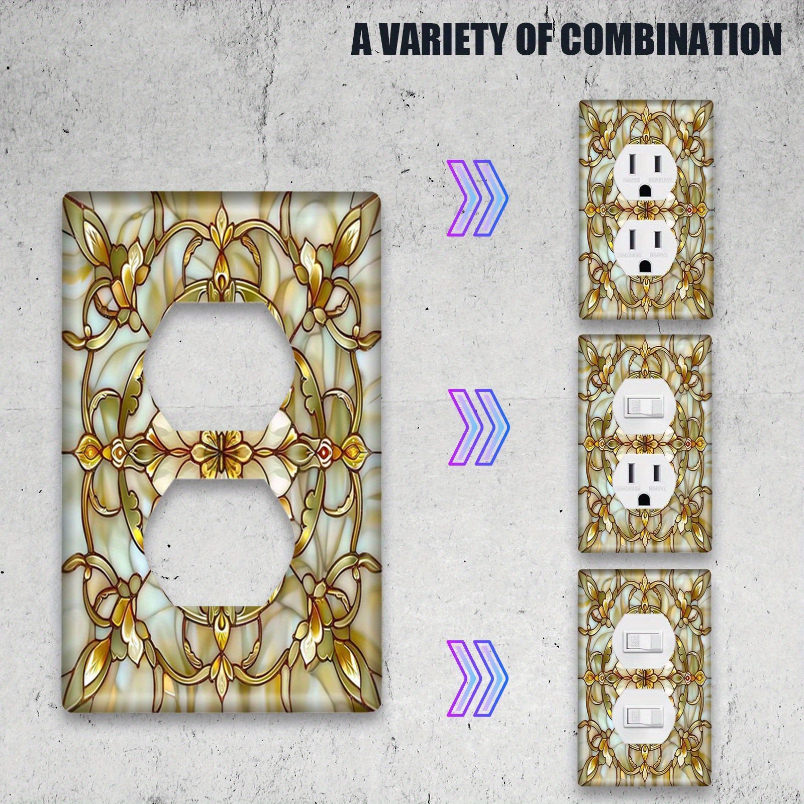 Placa de pared de vidrio emplomado Art Nouveau para interruptor de luz, decoración, cubierta decorativa para pared, dormitorio, cocina, baño