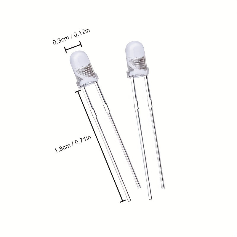 Elektronika uchun 100 dona LED diod to'plami Qizil Sariq Moviy Yashil Oq