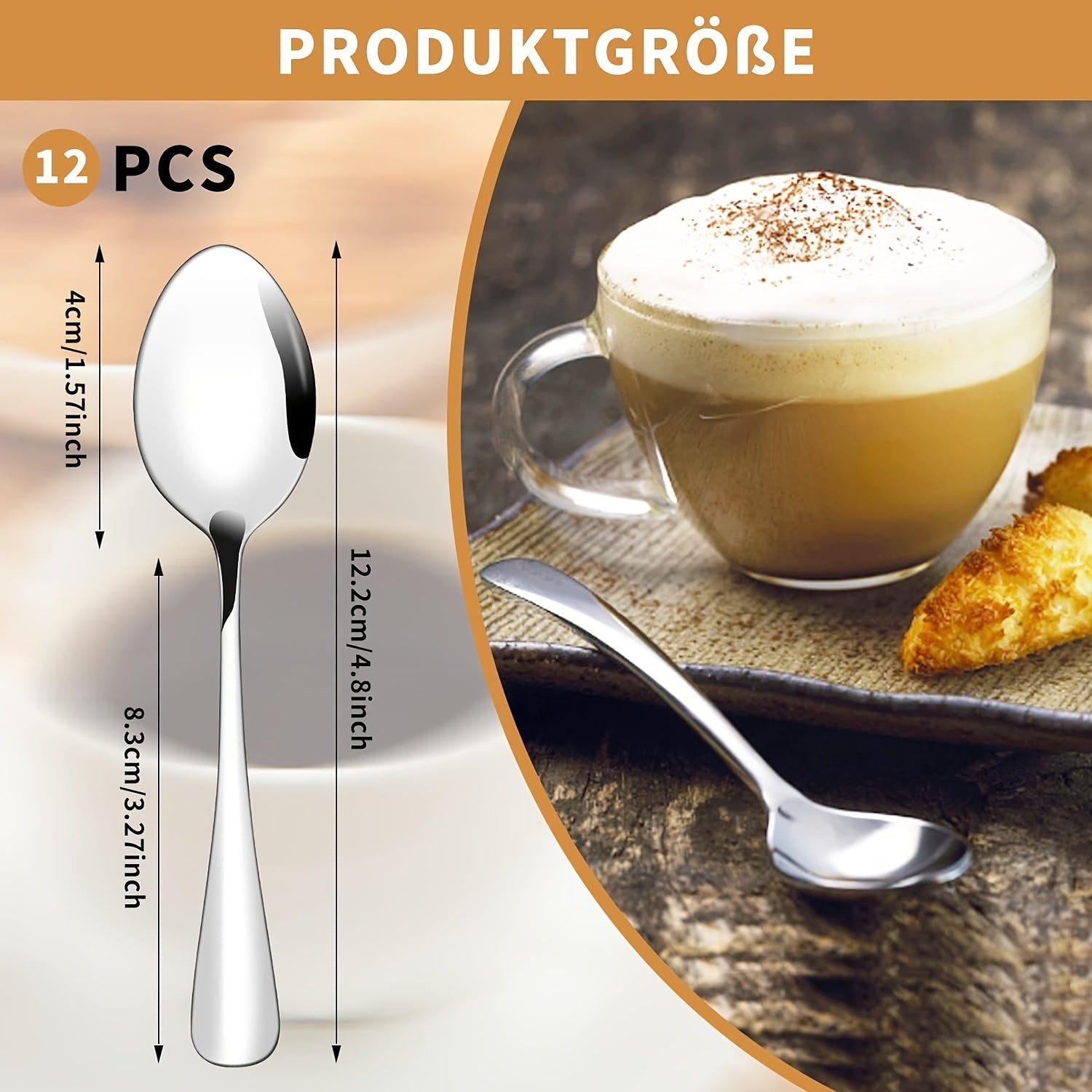 Set of 4/12 Stainless Steel Mini Coffee Spoons 4.8 Inches Dishwasher Safe