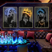 Neon Rapper Canvas Wall Art Set Frameless Hip-Hop Decor for Living Room Bedroom Bar